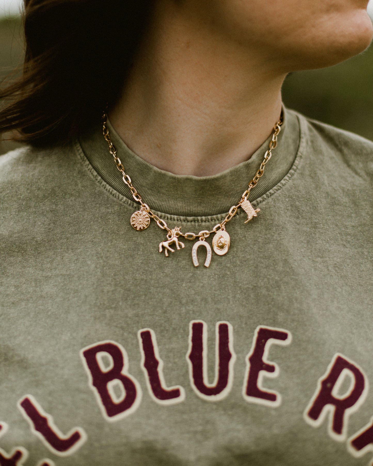 Cowboy romance bookish charm necklace inspired by the Rebel Blue Ranch series by Lyla Sage.