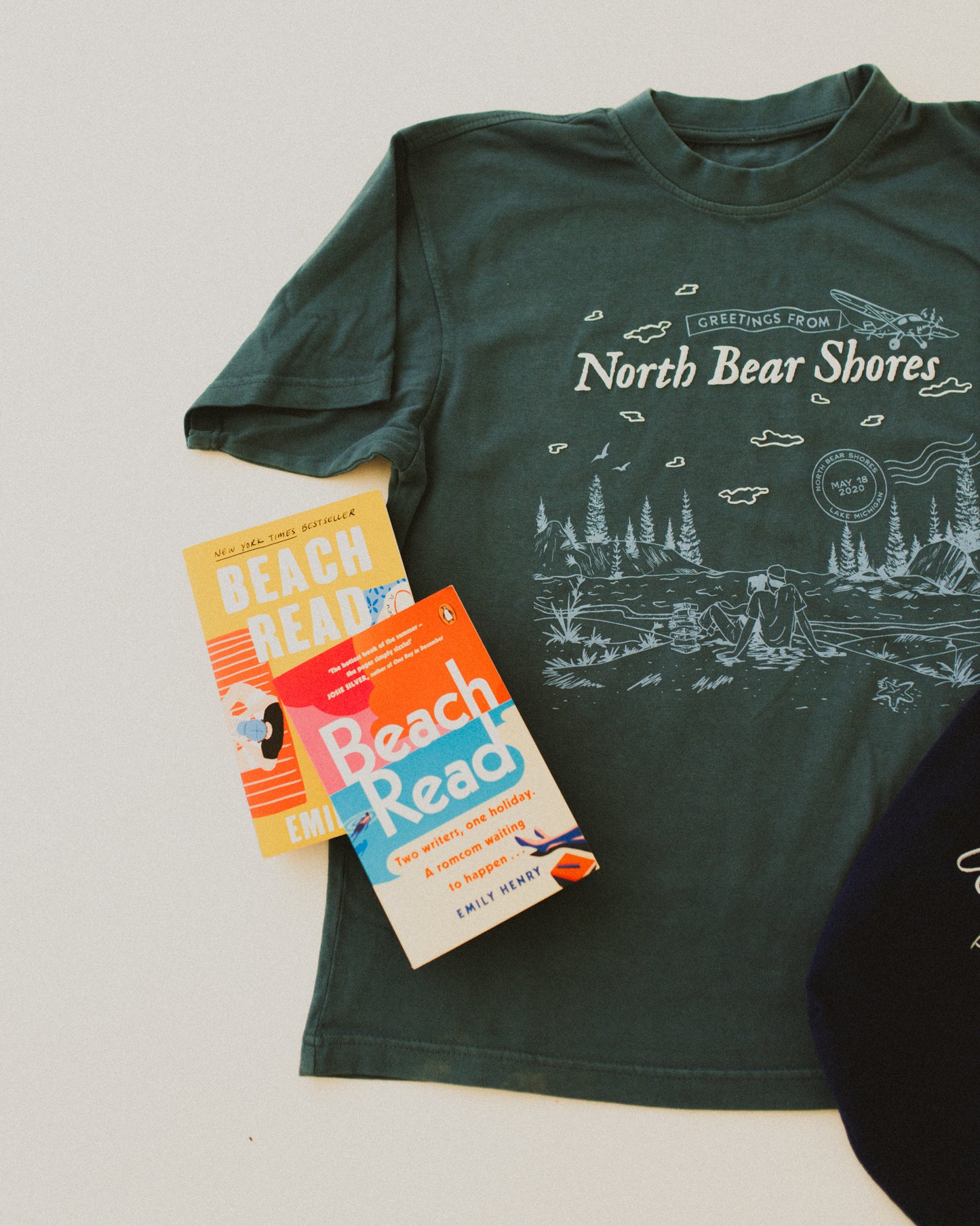 North Bear Shores, Michigan garment dyed oversized t-shirt from the Emily Henry book Beach Read.