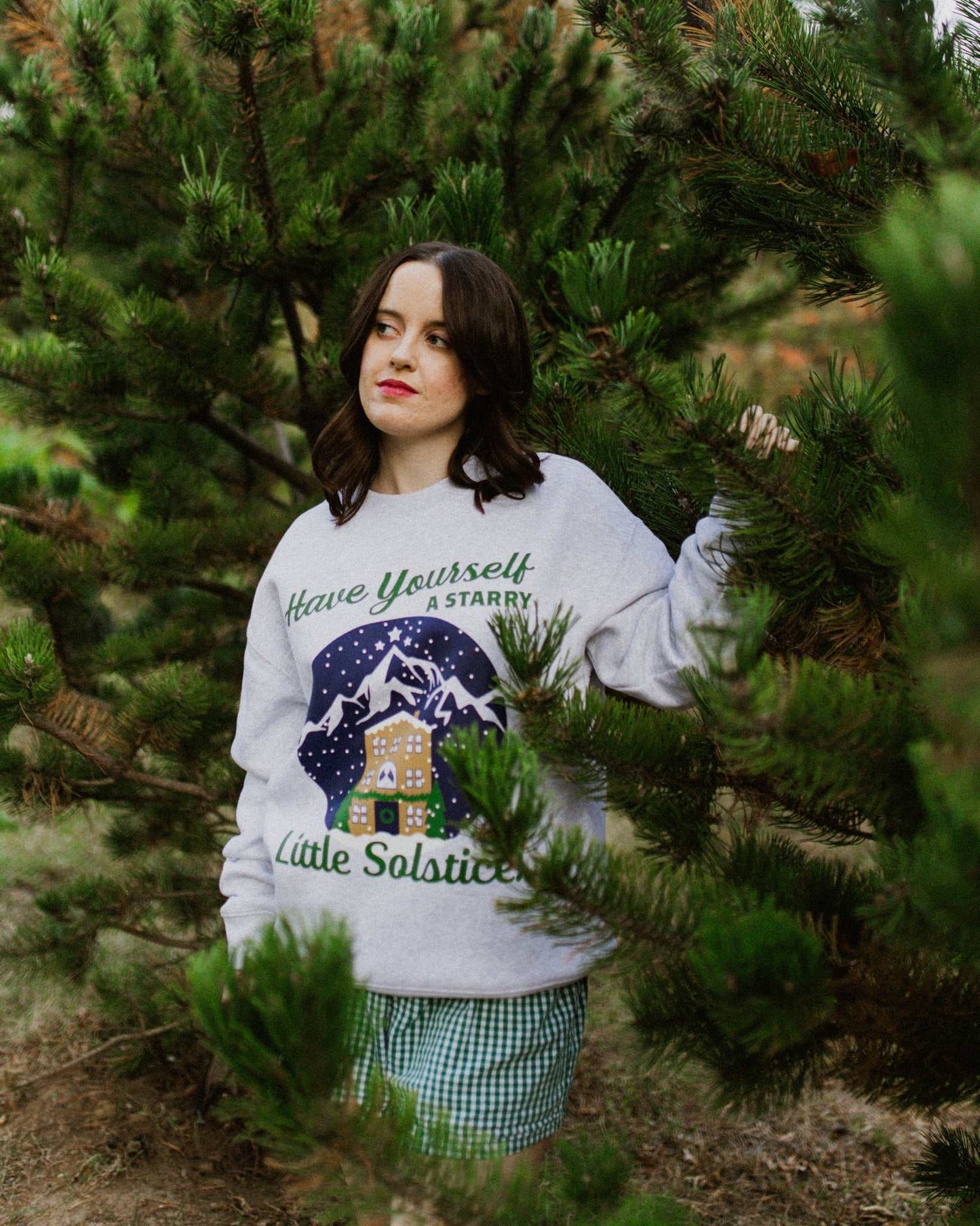 Velaris starry winter solstice crewneck sweatshirt. Next Chapter. Acotar Christmas merch. Bookish Christmas. Night Court. Sarah J. Maas. Holiday book merch. Feyre and Rhysand.