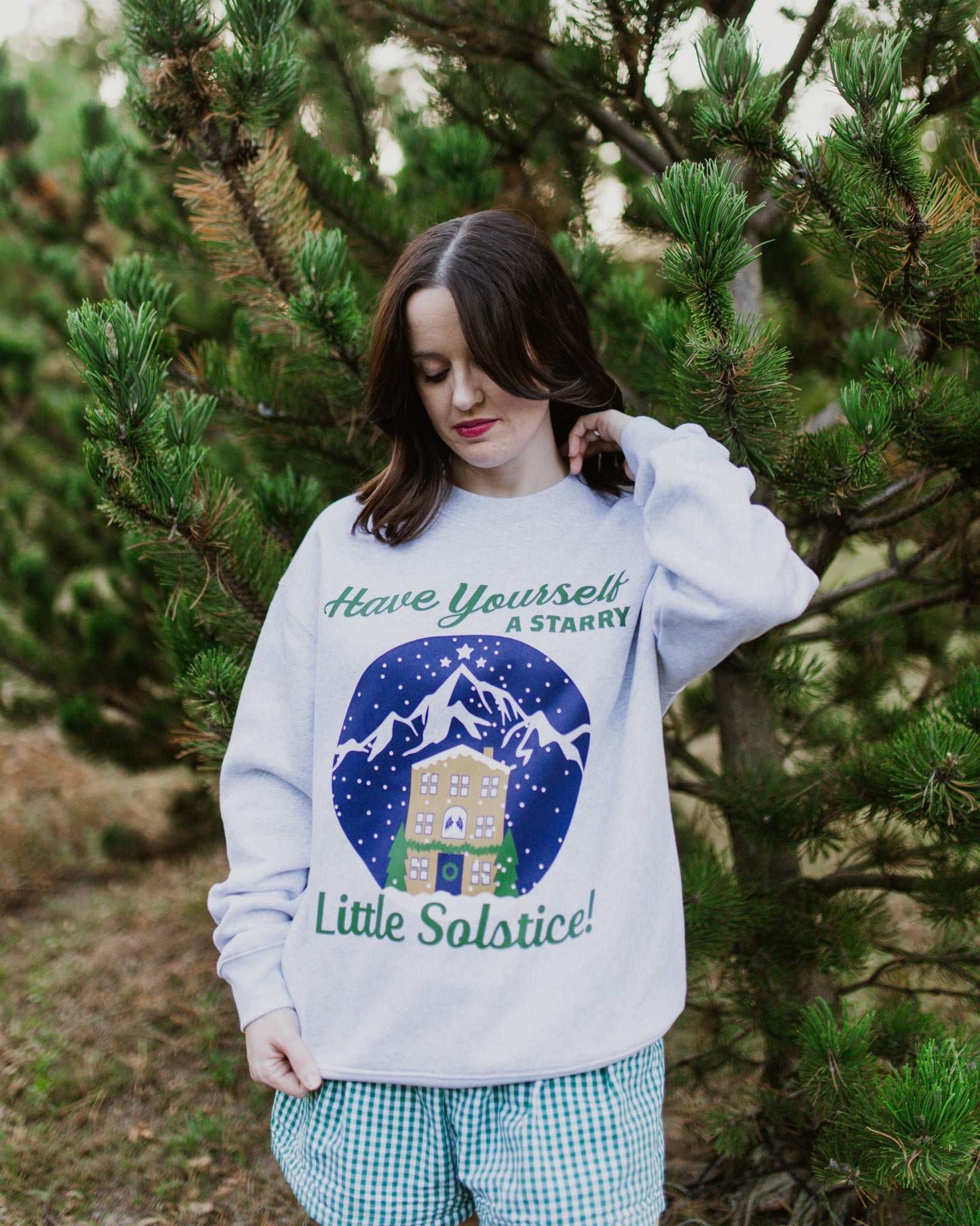 Velaris starry winter solstice crewneck sweatshirt. Next Chapter. Acotar Christmas merch. Bookish Christmas. Night Court. Sarah J. Maas. Holiday book merch. Feyre and Rhysand.