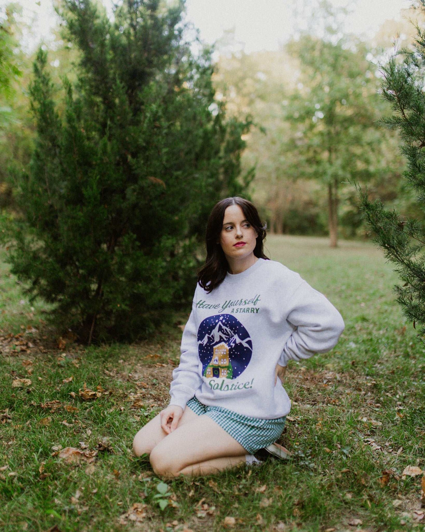 Velaris starry winter solstice crewneck sweatshirt. Next Chapter. Acotar Christmas merch. Bookish Christmas. Night Court. Sarah J. Maas. Holiday book merch. Feyre and Rhysand.