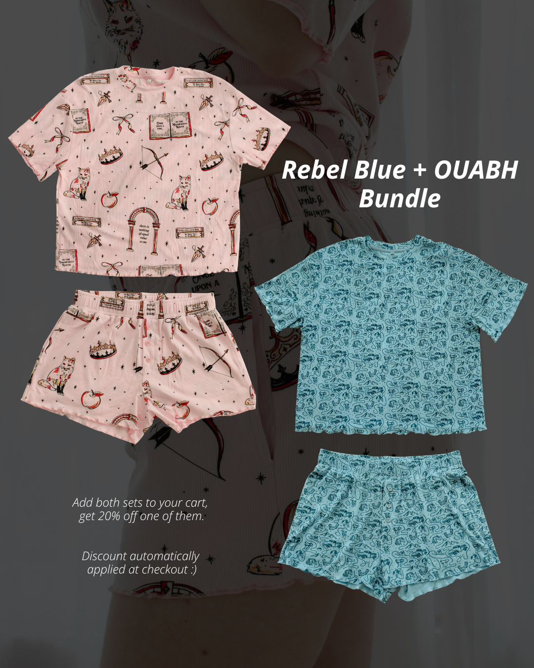 The Once Upon a Broken Heart Lounge Set from Next Chapter is officially licensed by Stephanie Garber. Cozy Bookish Pajamas. Bookish loungewear. 