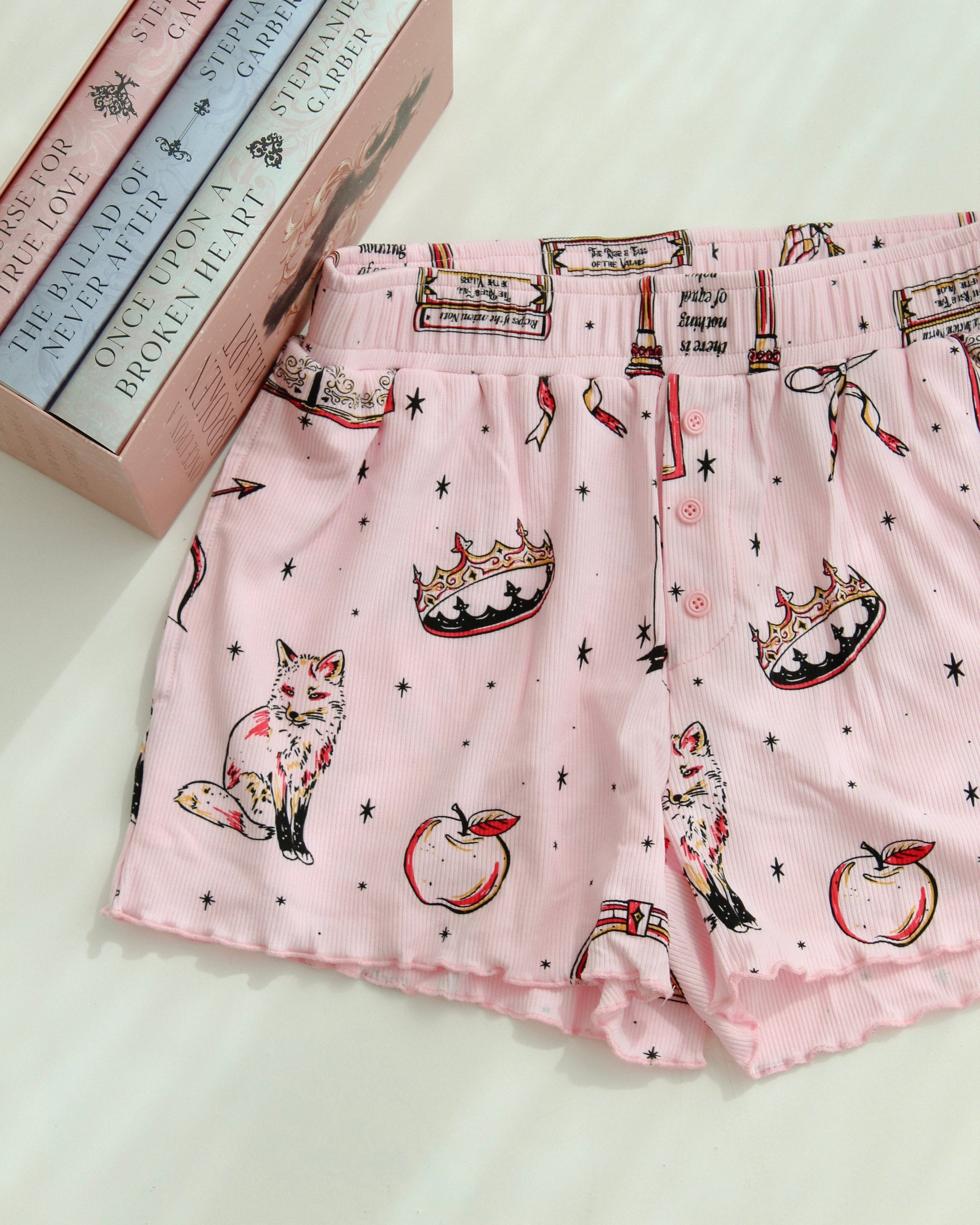 The Once Upon a Broken Heart Lounge Set from Next Chapter is officially licensed by Stephanie Garber. Cozy Bookish Pajamas. Bookish loungewear. 