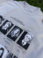 A t-shirt depicting several yearbook style photos of Harry Potter characters. It says "The Tortured Wizards Department." The pictures are paired with lyrics from The Tortured Poets Department by Taylor Swift.