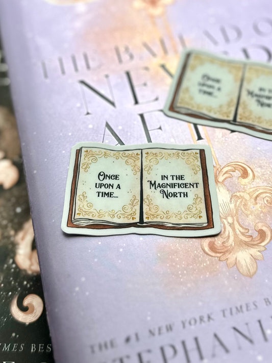 Once Upon a Broken Heart bookish storybook sticker. Stephanie Garber merch. The Magnificent North. Evangeline Fox. The Prince of Hearts.