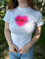 main character graphic gradient heart 90s baby tee