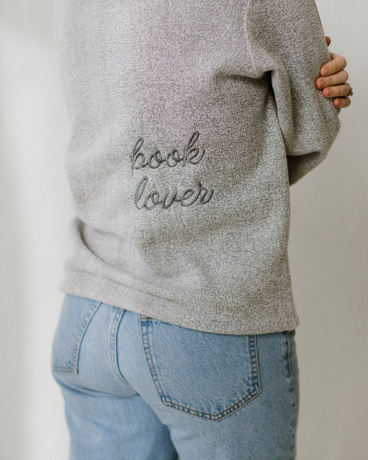 reader embroidered sweater for book lovers