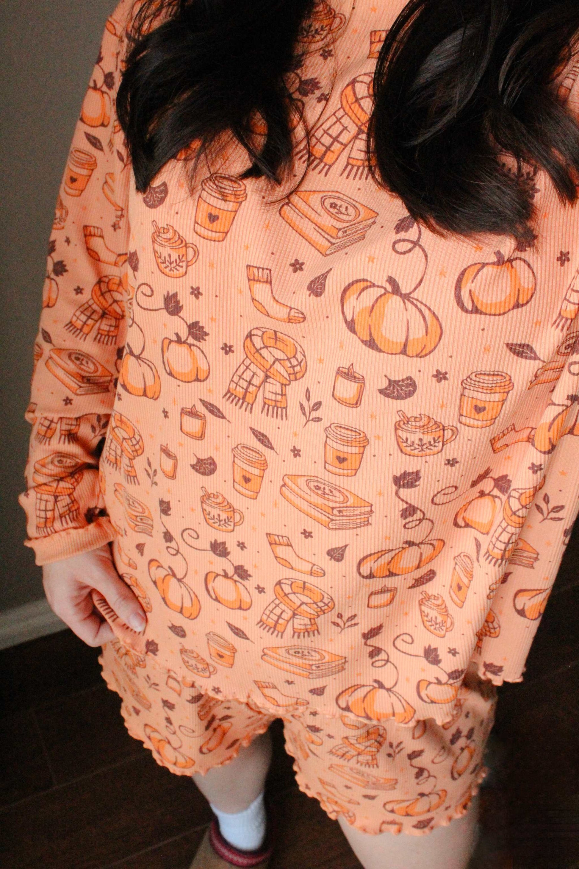 All Things Autumn Bookish Lounge Set bookish loungewear pajamas with ribbed texture and oversized fit