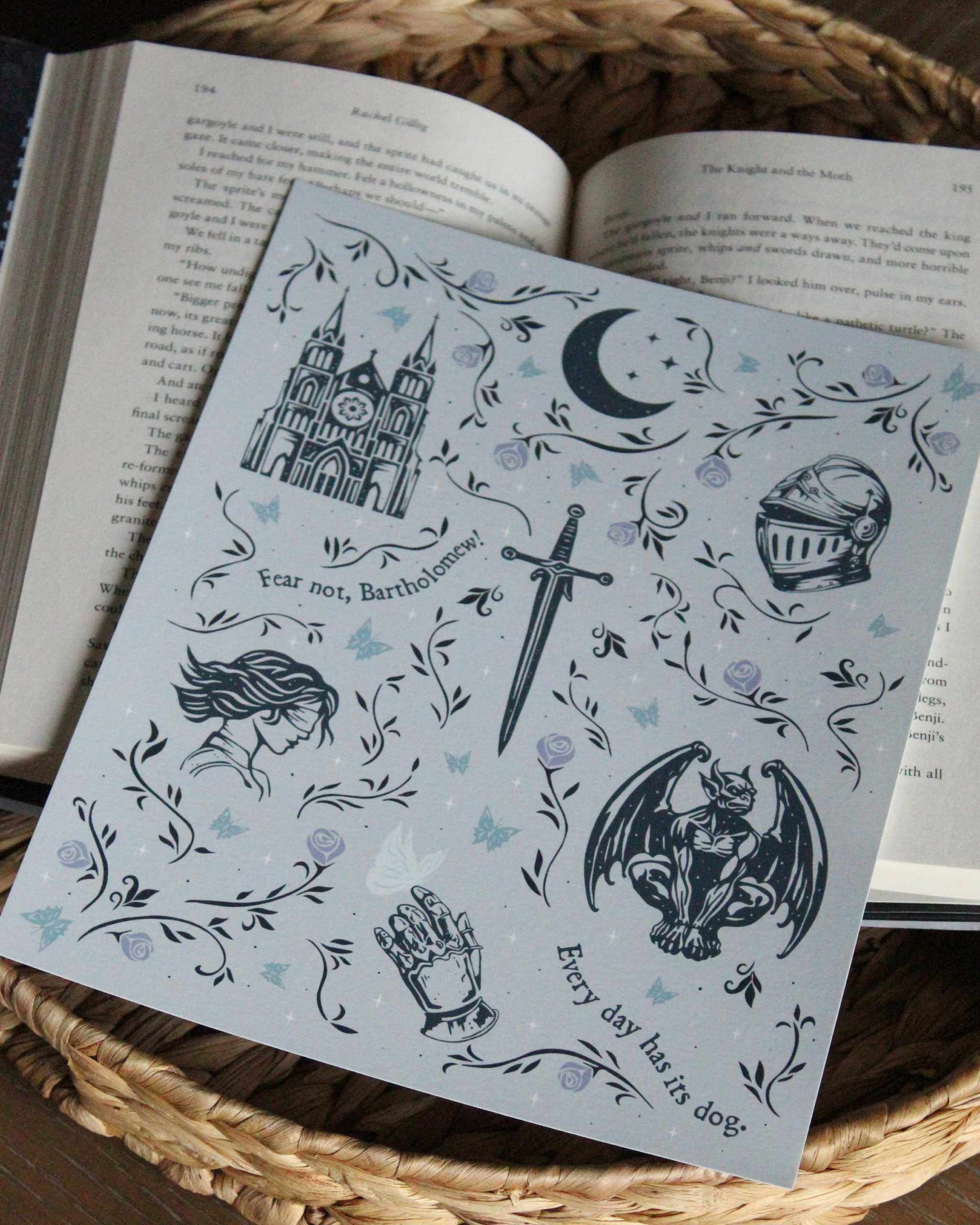 The Knight and the Moth art print featuring gothic elements and knight armor officially licensed by Rachel Gillig