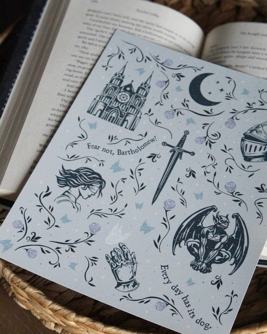 The Knight and the Moth art print featuring gothic elements and moonlit design officially licensed by Rachel Gillig