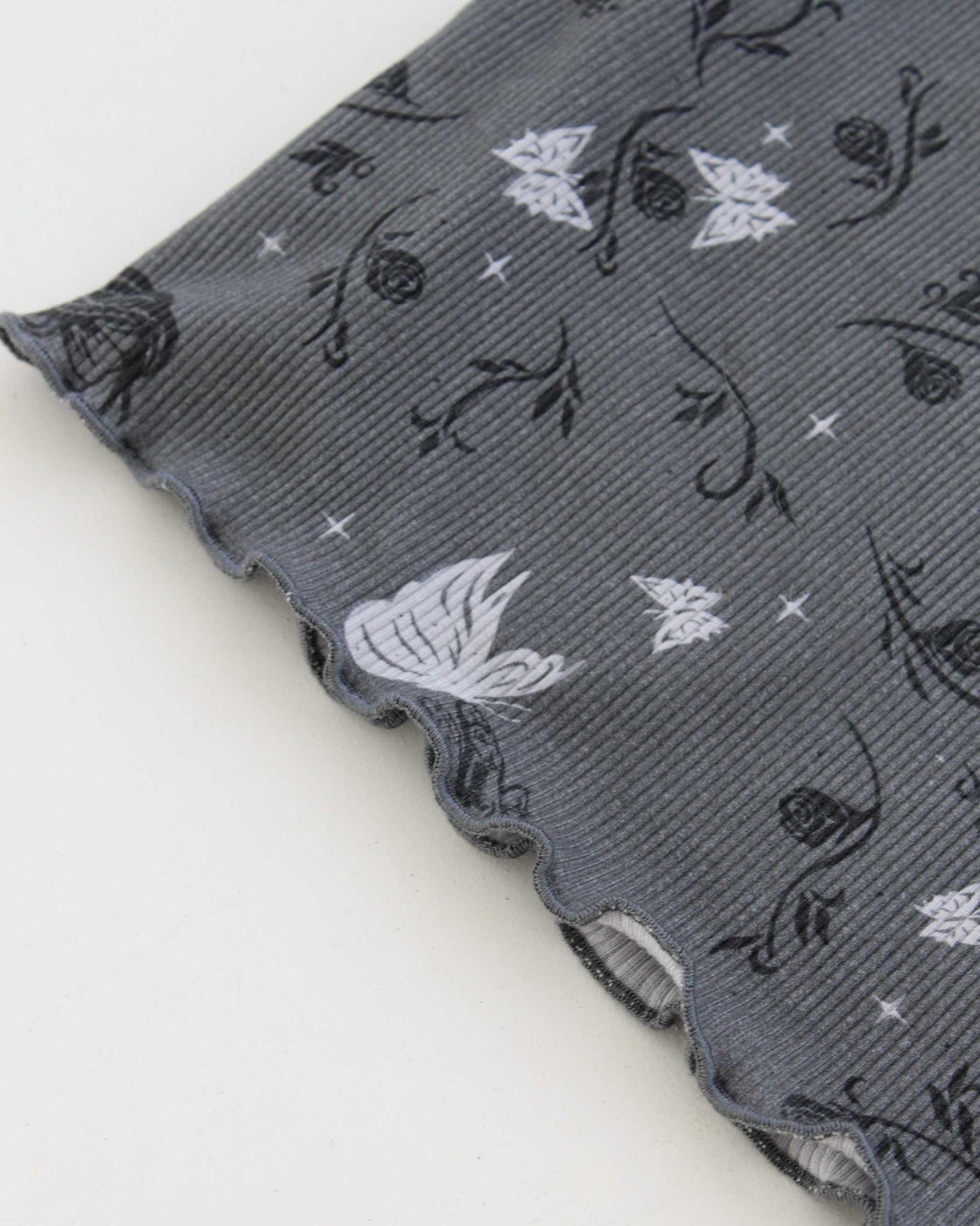 The Knight and the Moth Lounge Set with ribbed cotton fabric and lettuce hem details