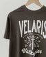 Velaris Valkyries tee featuring a dark gray fabric and white, screen printed design. From A Court of Silver Flames. Officially licensed by Sarah J. Maas. 